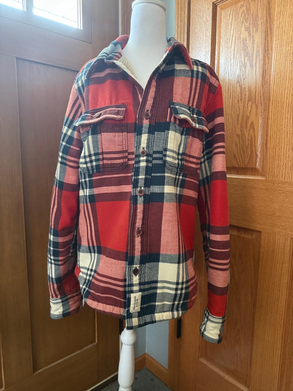 Vintage Abercrombie & Fitch Mens Muscle Fit Sherpa Lined Flannel Jacket L